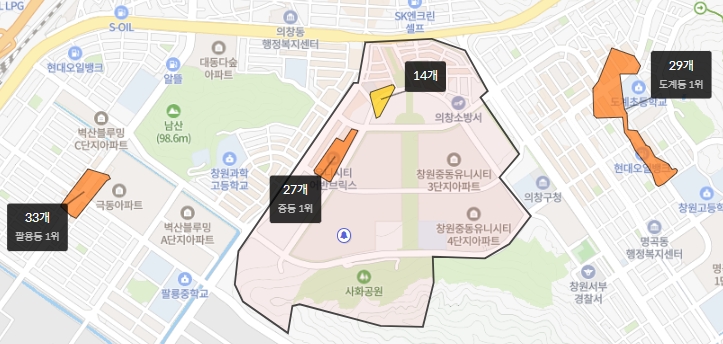 의창구 학원가 분포